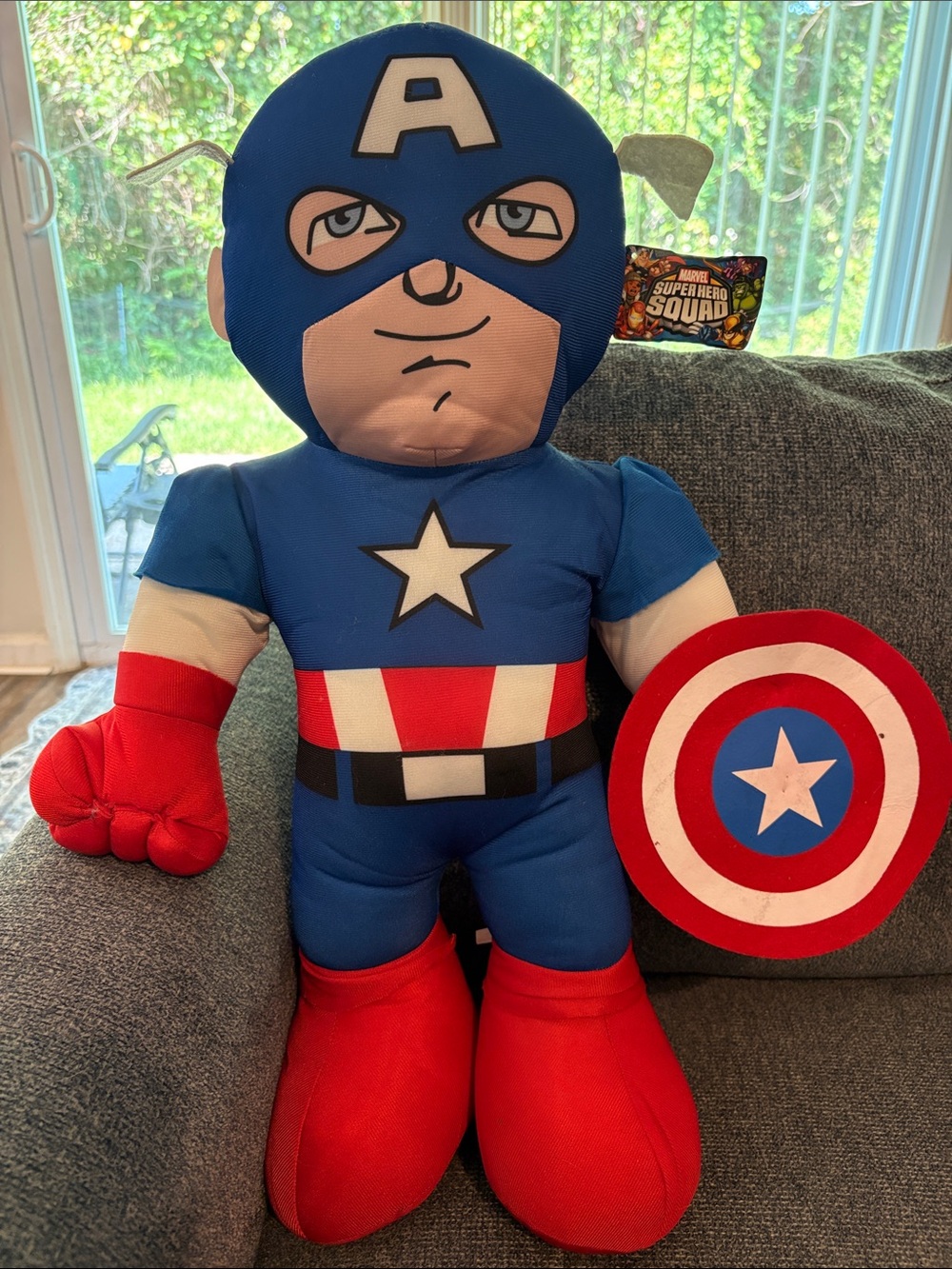 2ft tall Marvel Captain America Plush with Red, Blue, White Shield